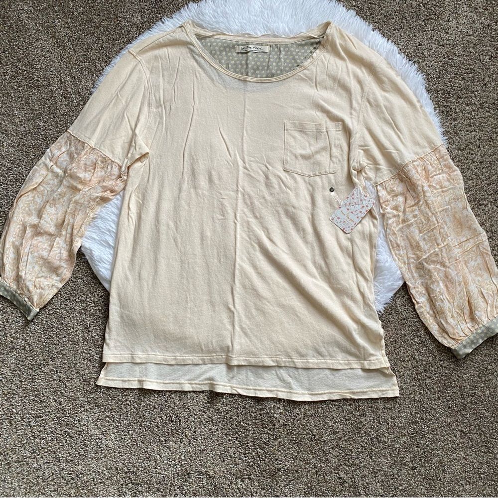 Free People We‎ The Free Jade Tunic Top NEW Cream Balloon Sleeve Women’s Medium